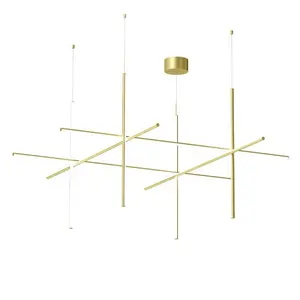 Modern sederhana disesuaikan kombinasi geometris panjang kelompok kecil lampu gantung gaya loteng panas untuk dupleks ruang keluarga ruang pertunjukan