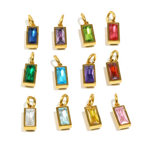 Kalung Liontin Batu Kelahiran 12 Zodiak DIY Baru 2025, Lapisan Emas 18K PVD, Liontin Zirkon Warna-warni, Gaya Trendi untuk Pembuatan Perhiasan - Product Image 5