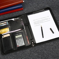 Venta Directa de Fábrica, Carpeta Multifuncional A4 de Cuero con Cierre, para Documentos, Ventas, Contratos, Oficina, con Impresión de Logotipo