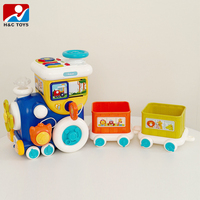 Train intelligent pour l'éducation précoce avec son et lumière, jouet de train en plastique de dessin animé pour enfants