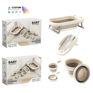 Lot <span class=keywords><strong>de</strong></span> 4 baignoires pour <span class=keywords><strong>nouveau</strong></span>-nés OEM/ODM avec boîte colorée, ensemble <span class=keywords><strong>de</strong></span> jeu pour baignoire 4 pièces avec seau, cuillère à <span class=keywords><strong>eau</strong></span> et bassine - Product Image 1