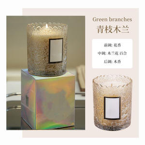 Pot en verre gaufré de haute qualité fait à <span class=keywords><strong>la</strong></span> main bougies parfumées en cire de soja écologique pour <span class=keywords><strong>la</strong></span> décoration noël Diwali méditation mèche en coton - Product Image 5