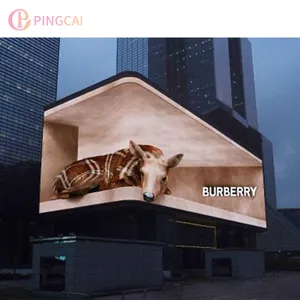 Pingcai เทคโนโลยีโฮโลแกรมด้วยตาเปล่าโฆษณาแบบแช่เต็มรูปแบบผนังวิดีโอ 3 มิติแบบโต้ตอบหน้าจอจอแสดงผล LED 3D กลางแจ้ง