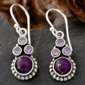 Vintage Purple <b>Blue</b> Green Drop <b>Earrings</b> Women Elegant Fashion Jewelry - Product Image 5