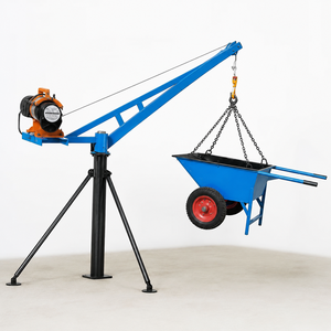 Sistema de elevación de materiales con minigrúa para techos en edificios de construcción, con carretilla eléctrica y manejo seguro de hormigón. - Product Image 1