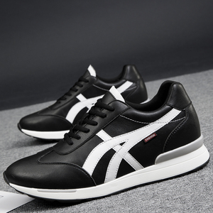 Chaussures rehaussantes pour hommes en cuir véritable, noires et blanches, de luxe, décontractées, avec rehausse de 6 cm - Product Image 4