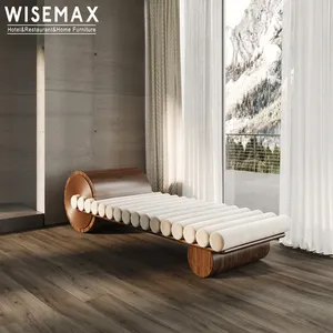 WISEMAX家具豪华家居家具现代沙发床面料天鹅绒长奥斯曼长凳客厅酒店实木长凳