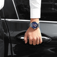 NOVETHERA 2388 Montre-bracelet de luxe pour homme 41 mm, mouvement à quartz squelette ajouré, bracelet en acier inoxydable, montre de sport à aiguilles simples