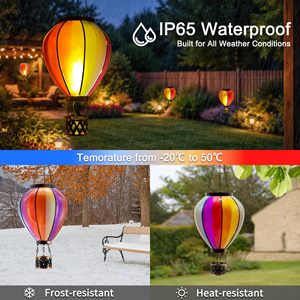 Lanterna Solare a Forma di Mongolfiera con LED Effetto Fiamma, Luce Sospesa Impermeabile per Decorazione Esterna di Giardini, Cortili e Patii - Product Image 3