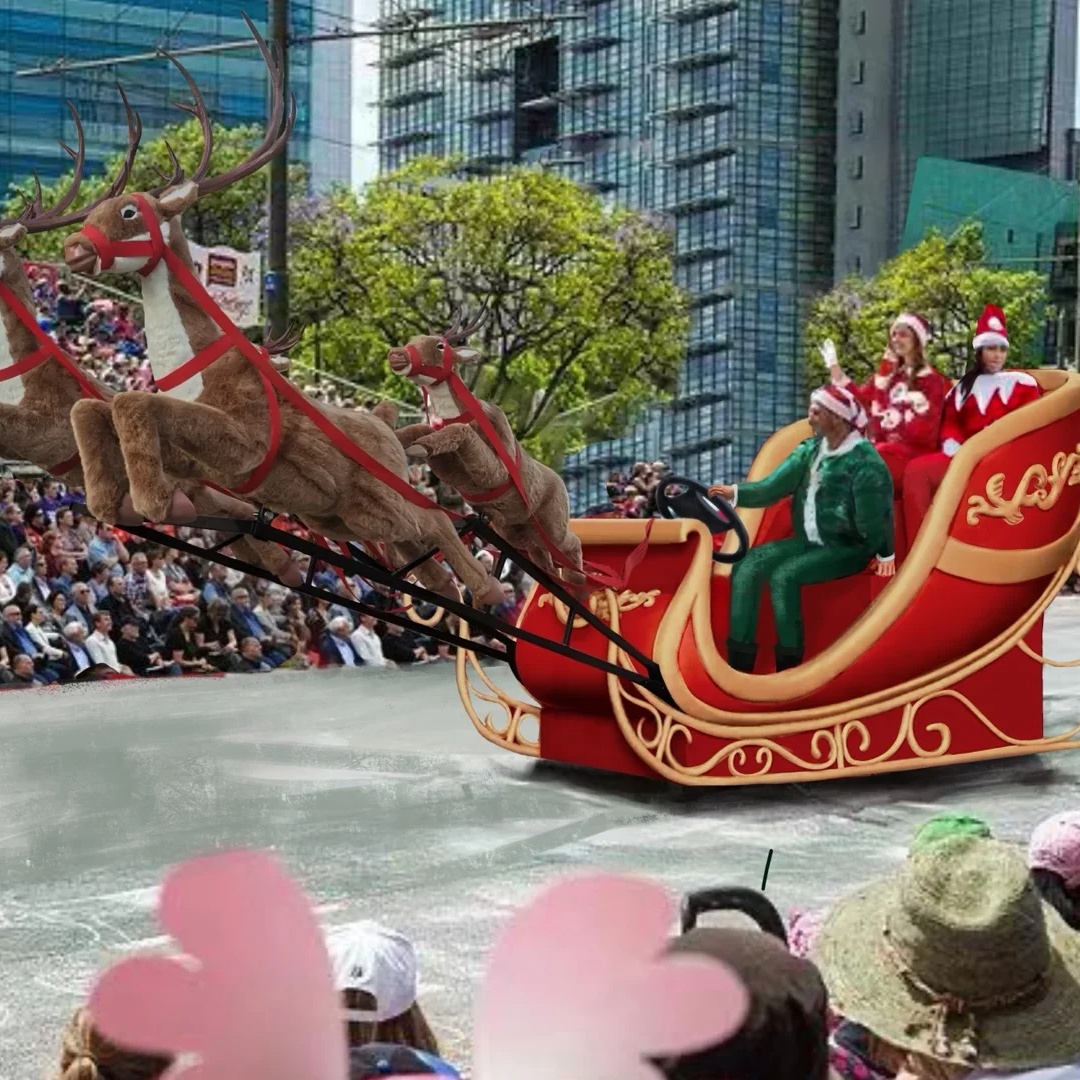 Cuộc Sống Kích thước Santa Claus Sleigh với giáng sinh Tuần lộc thương mại điện Sleigh sợi thủy tinh ngoài trời trang trí Giáng sinh