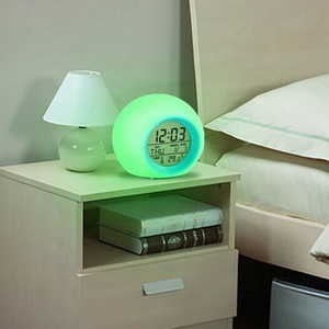 Đồng Hồ Báo Thức Chất Lượng Đèn Led Thay Đổi Nhiều Màu Sắc Thiết Kế Mới Cho Trẻ Em Trẻ Em Sáng Tạo Tròn Fancy Dạ Quang Lịch Âm Thanh Tự Nhiên - Product Image 6