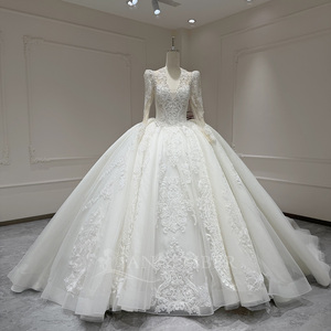 Robe de mariée élégante Jancember XX45 à col en V, motif en dentelle brodée, style empire, pour les fêtes - Product Image 1