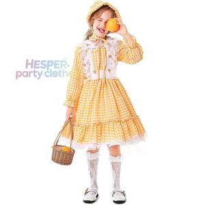 Nouvelle Robe de Demoiselle d'Honneur HP pour Enfants, Style Performance, en Dentelle, à Volants Floraux, Jaune, avec Chapeau, pour Filles - Product Image 1