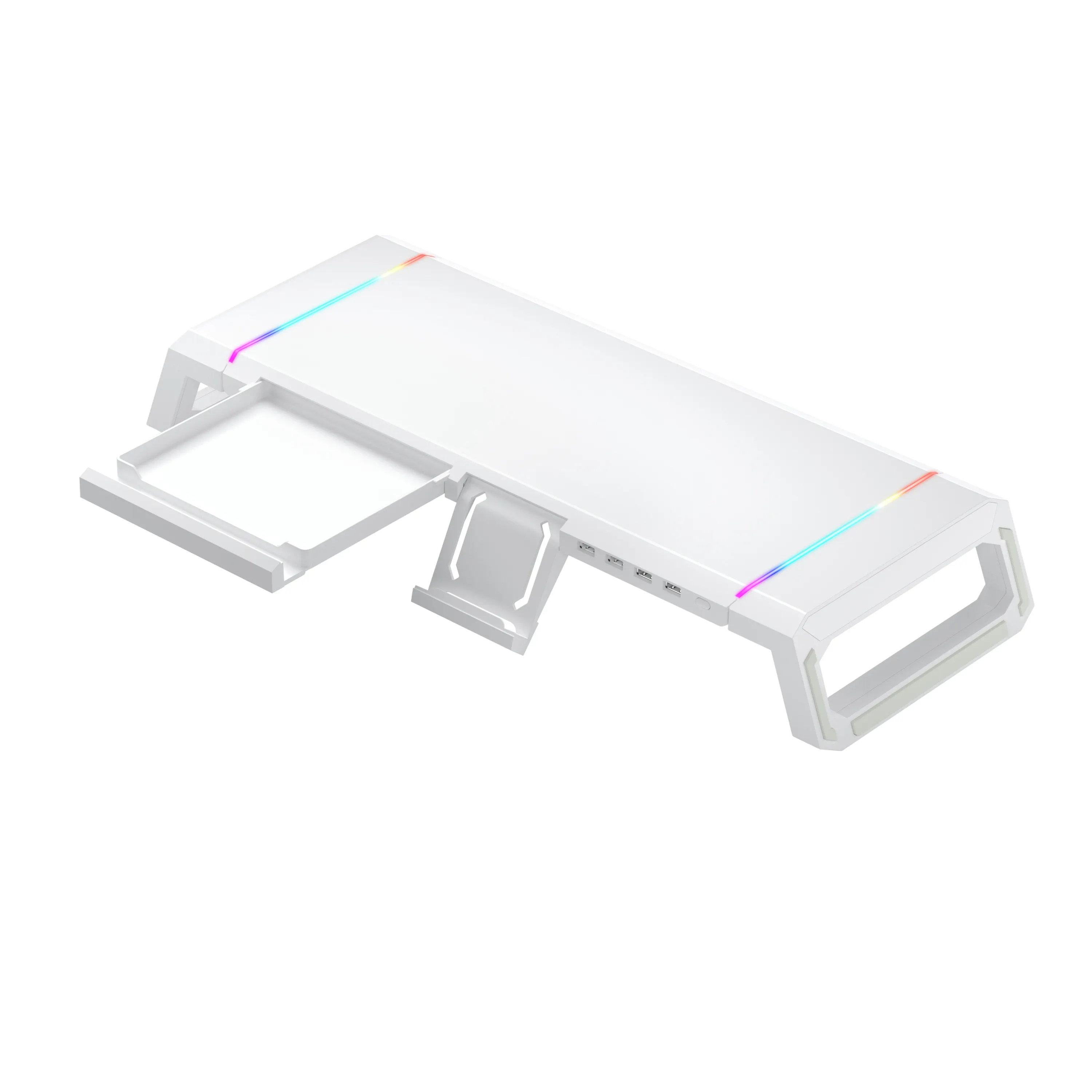 Escritório Doméstico Desktop Foldable Gaming Lights Computador RGB Monitor Riser Stand com HUB USB e gaveta