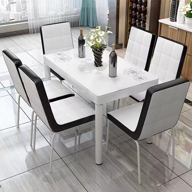 Luxury Printed Glass Dining Tables Elegant Durable