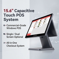 Sistem POS Layar Sentuh Ultra Tipis GSAN untuk Produsen, Restoran, dan Retail, Mesin Point of Sale All-in-One Windows 15,6 Inci