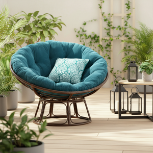 Cuscino Rettangolare Morbido per Sedia Amaca Papasan con Imbottitura in Microfibra Ignifuga e Impermeabile - Product Image 2