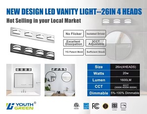 ETL được liệt kê 3 4-Heads điều chỉnh Dimmable 3cct hiện đại <span class=keywords><strong>LED</strong></span> Vanity ánh sáng 19in 26in Đen Acrylic gương trong nhà đèn cho khách sạn nhà - Product Image 6