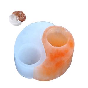 Bougeoir en forme de sel rose de l'Himalaya Ying Yang et bougeoir en sel rose-Sian Enterprises - Product Image 5