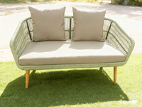 Ensemble de canapés d'extérieur en corde tressée 4 pièces, mobilier de conversation de jardin avec table basse pour jardin, villa, cour arrière