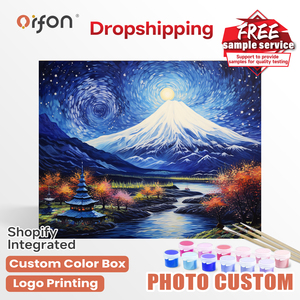 Kit de <span class=keywords><strong>peinture</strong></span> par numéros ORFON pour débutants en DIY, <span class=keywords><strong>peinture</strong></span> <span class=keywords><strong>acrylique</strong></span> en gros, art de la montagne enneigée de Van Gogh - Product Image 1