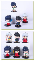 Gantungan kunci patung Anime, patung Inuyasha Sesshoumaru Set tokoh Mini karakter kartun gantungan kunci Figurine 6 buah/Set