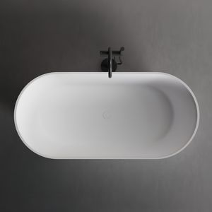 Baignoire autoportante ovale en pierre artificielle, finition mate moderne, surface solide, pour usage intérieur en hôtel, baignoire profonde - Product Image 6