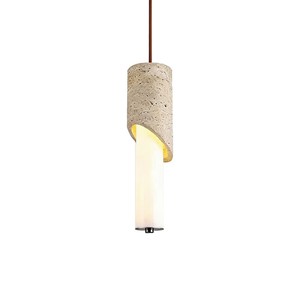 Luminaire suspendu vintage de style japonais Wabi Sabi, en travertin jaune, long, à LED, pour la maison, la chambre à coucher, l'hôtel - Product Image 4