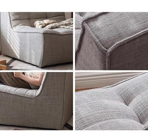 Ensemble de canapés modulaires sectionnels de style belge crème, design moderne et simple, pour petit appartement, villa, sous-sol, salon - Product Image 5