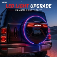 Housse de roue de secours finition brillante avec emplacement pour caméra et kit d'éclairage LED pour protection de roue de SUV de luxe avec support de montage