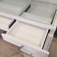 Table de maquillage blanche en bois avec panneau lumineux, miroir LED et 13 tiroirs pour chambre à coucher