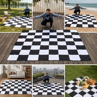 Juego de Ajedrez Gigante de 64 cm, Tablero Plegable Impermeable de Oxford de 2.6 m, para Jardín, Césped, Escuela, Campamento, Ajedrez Gigante de 25 Pulgadas