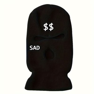 Passamontagna Hip Hop in Maglia con Logo <span class=keywords><strong>Sad</strong></span> & $$, Maschera Invernale da Sci a 3 Fori Multicolore, Vendita all'Ingrosso - Product Image 5