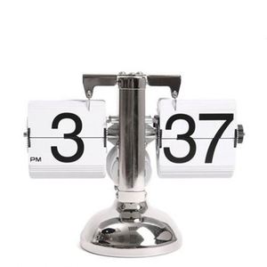 Horloge à retournement automatique rétro, <span class=keywords><strong>calendrier</strong></span> mural de table, fabricants automatiques, numérique, bambou, étagère de bureau, blanc, avion, mécanique - Product Image 3