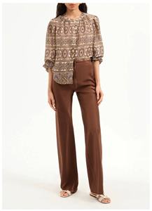 <b>Women's</b> Bohemian-Style Linen <b>Silk</b> Blend Shirt Long-Sleeve Retro Crew Neck T-Shirt <b>Top</b> Positioning Print Loose Fit <b>for</b> Vacation - Product Image 2