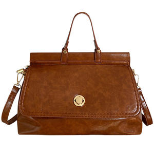 Women's Messenger Bag Brown Solid Color <b>Lock</b> Closure Portable Everyday Use Crossbody Handbag Fall 2022 Style K8581 - Product Image 5