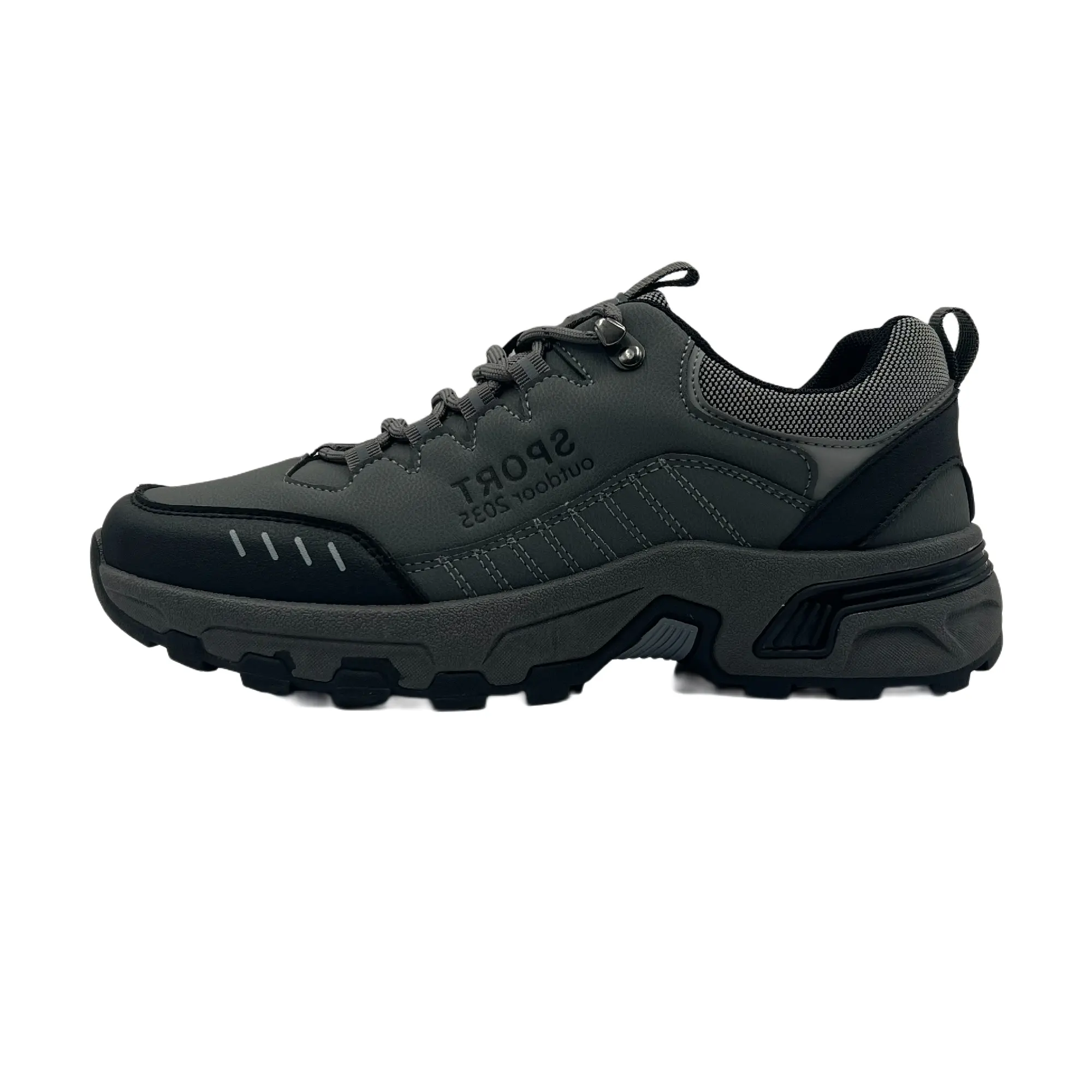 थोक पुरुष लंबी पैदल यात्रा के जूते माउंटेन डेजर्ट एंकल क्लाइंबिंग जूते बड़े आकार के लंबी पैदल यात्रा के जूते फिसलन रोधी आउटडोर चमड़ा काला