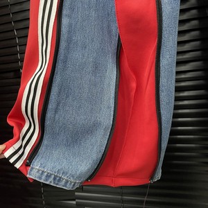 IHOOV Deconstruct Zipper Stripe Denim Pants Blue Wide Leg Jeans para mujer - Product Image 6