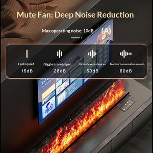 Cheminée électrique encastrée en acier inoxydable atomisé 3D personnalisée avec télécommande, effet de flamme réaliste, pour hôtel français - Product Image 4