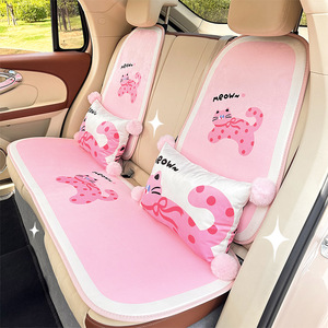 Ensemble de coussins de siège de voiture à thème chat mignon, en peluche extra douce, antidérapant pour l'hiver, avec bordure décorative, 3-4 pièces - Product Image 4