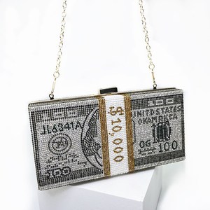 Fashionable Ladies Purse Square Pattern Money Shoulder Bag with Shining Handbag for Evening Parties Lip Style - Product Image 3