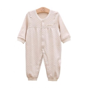 Venta al por mayor de 100% de algodón orgánico de punto de manga larga en <span class=keywords><strong>blanco</strong></span> de bebé recién nacido niño niña Bebé Ropa <span class=keywords><strong>mono</strong></span> mameluco - Product Image 1