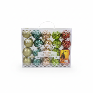 2.4 \ "Set di ornamenti natalizi 20 pezzi su misura 24 pezzi/scatola di floccaggio ricamata con perline in stile Festival in cartone - Product Image 4