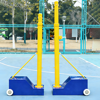 Support de filet de badminton, volley-ball et tennis multifonctionnel réglable en hauteur (1,55 m-2,43 m) et mobile