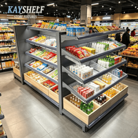 Étagère de présentation alimentaire autoportante efficace pour supermarché, unité de rayonnage réglable pour confiserie, distributeur commercial de noix en vrac