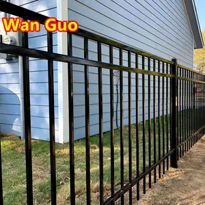 Wholesale Black Residential Anti Rust 6ftx8ft Powder Coated Galvanized Wrought Iron Fence Panels