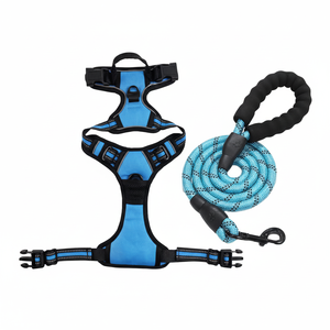 Arnés para mascotas de nailon sin tirones, correa auxiliar de viaje ajustable para exteriores, chaleco transpirable con correa para mascotas pequeñas y medianas, talla L - Product Image 1