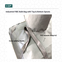 Sacs vrac FIBC tissés robustes OEM avec décharge par le haut et design à fond, capacité 2200 lb, en bâche PVC, industriels, imperméables et antistatiques