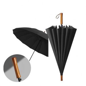 Wholesale Printable Logo Business Gift <b>Umbrella</b> Men's <b>Large</b> Plastic Handle Manual Golf Advertising <b>Umbrella</b> With Wooden Handle - Product Image 1