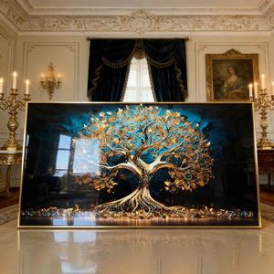 Cuadro de Porcelana de Cristal Personalizable con Impresión HD de Paisaje de Árbol Azul Moderno para Decoración del Hogar, Arte de Pared para Sala de Estar - Product Image 4